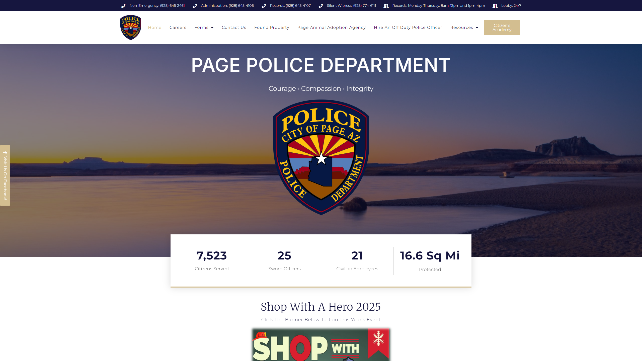 Screenshot of Page Police Department
